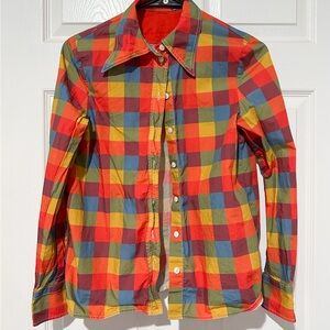Tory Burch Pastel Plaid Button-Up Shirt